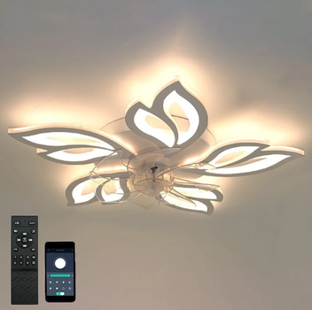 Люстра светодиодная с пультом FAN ASTRA с вентилятором 85W+18W 5F-APP WHITE