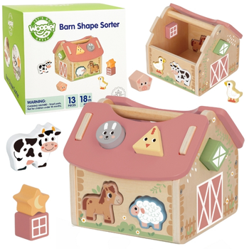 Drewniany sorter Woopie GREEN Farma 13 elementów (5906280653514)