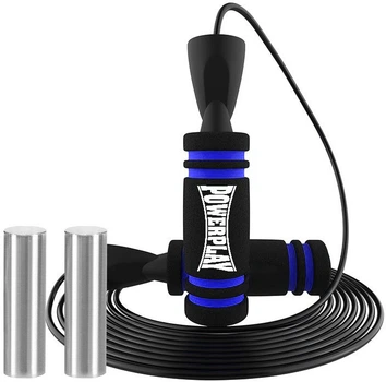 Скакалка скоростная PowerPlay 4212 X ROPE с утяжелителями 120 г х 2 3 м Чёрно-синяя (PP_4212_Navy)