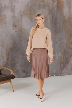Спідниця плісе міді в'язана ART KNIT Тауп, S 042653