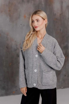 Кардиган вязаный женский ART KNIT Casual Wool Серый, L-XL 042685