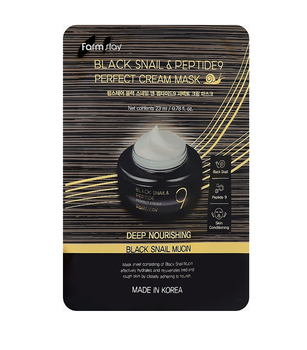 Тканевая крем-маска с экстрактом черной улитки и пептидом FarmStay Black Snail & Peptides 9 Prefect Cream Mask, 23 мл