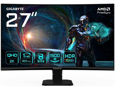 Монітор 27" GIGABYTE GS27QCA Curved (GS27QCA Gaming Monitor) 2560x1440 (QHD, 2K) VA 180 Hz