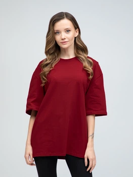 Футболка хлопковая оверсайз длинная женская Ray Oversize U0104W L/XL Бордовая (RAY2000000027012)