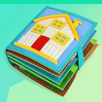 Развивающая книга бизибук для детей из фетра Дом голубой