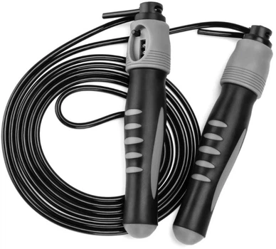 Скакалка з лічильником PowerPlay 4215 Jump Rope With Counter 2.75 м Чорно-сіра (PP_4215_Black/Grey)