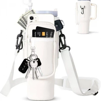Сумка-чехол для термокружки Stanley Quencher 1,18 л с ремешком, защитный кейс для кружки, белого цвета KT7001302