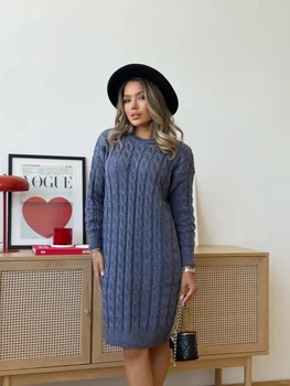 Fashions • В'язана сукня Lambada Fashions 46-60 джинс (830-нс)