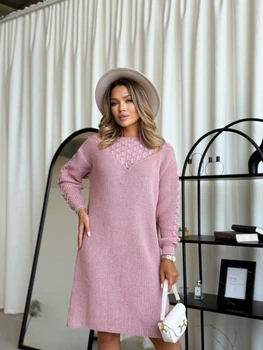 Fashions • Вязаное платье-миди "Margarita" Fashions 42-56 пудра (709-нс)