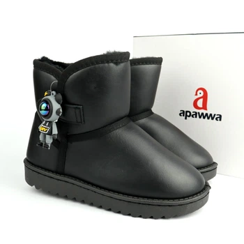 Угги зимние для девочки с космонавтом Apawwa (C967 black) Размер 35, 21 см
