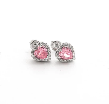 Серьги сердце Maxi Silver 9436 1 см Серебристо-розовый