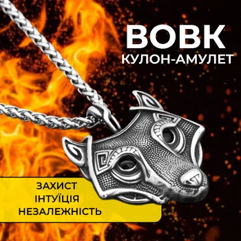 Кулон Вовк білий метал Талісман внутрішньої свободи та духовної сили Оберіг захисник