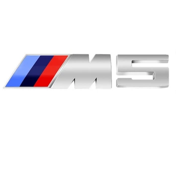Емблема напис M5 для BMW срібляста 73×27 мм (M) +38×27 мм (цифра) пластик (на скотчі)