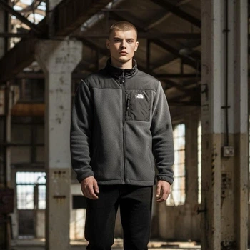 Мужская демисезонная зипка флисовая The North Face L графит (T0095)