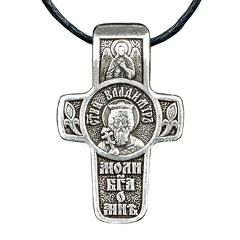 Крест нательный посеребренный Silvering Святой Равноапостольный Великий Князь Владимир 3х1,8х0,2 см (19542)