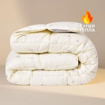 Одеяло шерстяное зимнее Sei Design Cashmere Premium 155х210 см, 300 г/м2, наполнитель натуральная овечья шерсть, тёплое и дышащее, чехол микрофибра овечка молоко
