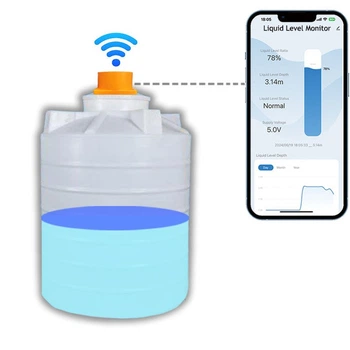 Беспроводной датчик уровня воды и топлива Tuya, ультразвуковой Wi-Fi контроллер уровня жидкости в резервуарах, емкостях, баках