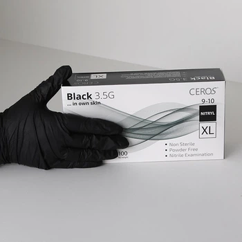 Рукавиці нітрилові чорні Fingers Black, 100 шт., Ceros, розмір XL