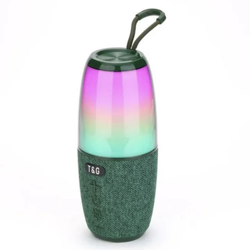 Портативная аккумуляторная Bluetooh LED колонка с подсветкой T&G с FM радио RGB цветомузыка Зеленая