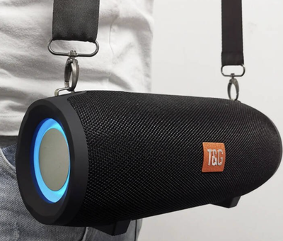 Акумуляторна портативна LED Bluetooth колонка T&G потужністю 20 Вт з радіо та кольоромузикою RGB Чорна