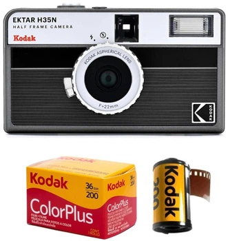 Пленочный фотоаппарат Kodak Ektar H35N Half Frame Camera Striped Black H35N черный / пленка Kodak Color Plus