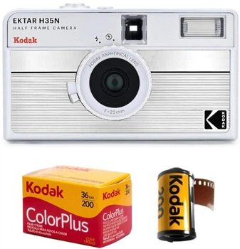 Пленочный фотоаппарат Kodak Ektar H35N Half Frame Camera Striped Silver H35N серебристый / пленка Kodak Color Plus