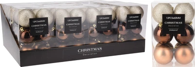 Набір ялинкових куль Christmas Decoration 6 см Бурштиновий 12 шт (AVS100640)