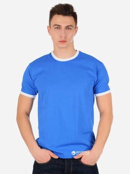 Футболка бавовняна чоловіча Fruit of the loom Ringer 0611680KB 2XL Синя з білим (5000000088120)