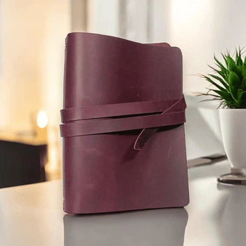 Блокнот в шкіряній обкладинці Аляска Professional Journals А5 зі змінним паперовим блоком в клітинку Бордо