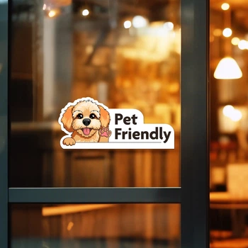 Стикер виниловая наклейка Pet Friendly с собакой Мальтипу