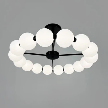 Люстра стельова Led кільце LNF-17551/670 BK 34 Вт Ø 63 см чорна з полімерними плафонами