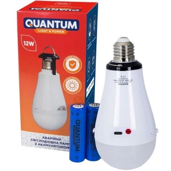 Аварийная светодиодная лампа с аккумулятором Quantum А80-12W-E27-4000K 85-265V