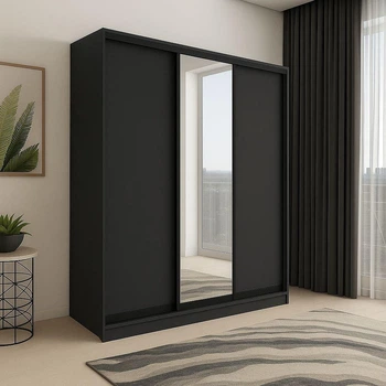 Шафа купе Mebel Star трьохдверна дзерколо і темний профіль 160*240*60 Антрацит