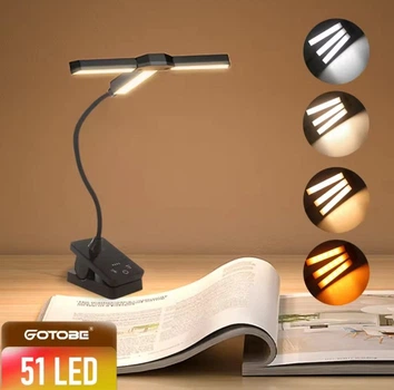 Лампа для читання книг Gotobe 51Led з акумулятором, сенсорні кнопки, книжковий ліхтар лампа для читання вночі
