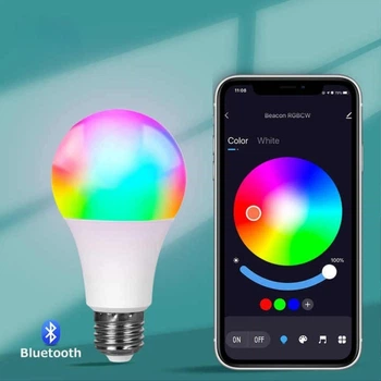 Розумна лампа Tuya E27 Bluetooth RGB колір і біле світло LED