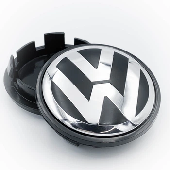 Колпачки (заглушки) в литые диски Volkswagen VW (Фольцваген) 65 мм Хром лого, Черные CountryMan