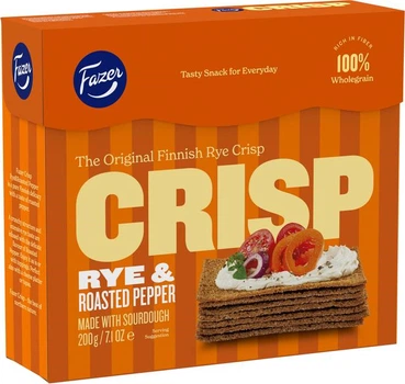 Сухарики Fazer Crisp Rye & Roasted Pepper ржаные со специями 200 г