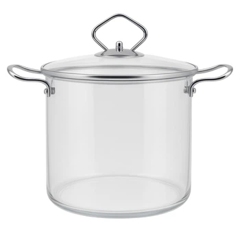 Кастрюля стеклянная с крышкой и металлическими ручками, 2.5л