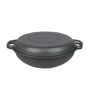 Казан чугунный WOK (Узбекский) 8л, ∅34 х 15.2см с крышкой-сковородкой