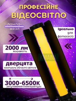 Светодиодная лампа жезл с дверцами шторками, направленный свет RGB LED, селфи стик с рефлектором, USB, 10 Вт, черный
