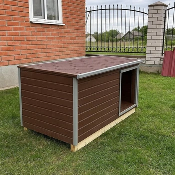 Будка для собаки з відкидним верхом з тамбуром, XXL+T, 175*83*85 см, коричнева