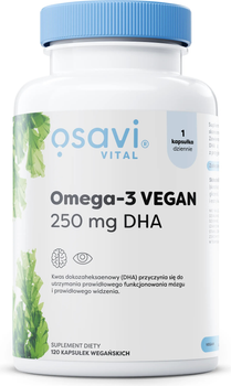 Дієтична добавка Osavi Omega-3 Vegan 250 мг DHA 120 капсул (5904139920435 / 5904139920428)