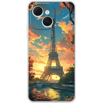 Силиконовый Чехол с Картинкой для Tecno Spark 40C Принт (Париж, Эйфелева Башня) (67476-ysm037)