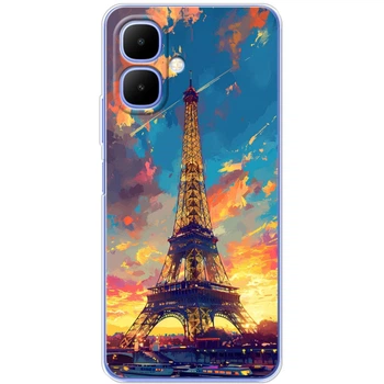 Силиконовый Чехол с Картинкой для Infinix Smart 10 Принт (Париж, Эйфелева Башня) (67474-ysm038)
