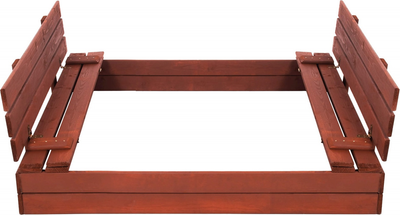 Piaskownica drewniana Springos zamykana impregnowana z ławkami, plandeką i włókniną 140 x 140 cm Kasztanowy brąz (5907719499352)