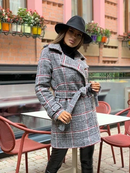 Жіноче утеплене двобортне пальто на запах Paris Milirud S/L Сірий (331-166-S/L)