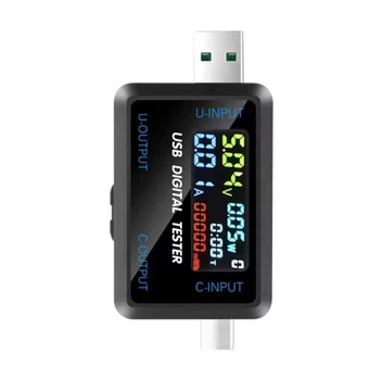 USB-C тестер ємності цифровий Вольтметр Амперметр 5А / QC3.0 / 36V / 99999mAh / USB 3.1 / LED-дисплей