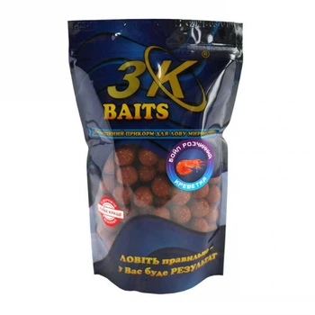 Бойли 3KBaits розчинні пилящі креветка 16мм 400г (3к08638)