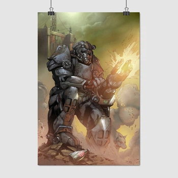 Постер Фаллаут, силовая броня, Fallout, Power armor, постапокалипсис, фантастика, A3 42×28 см (id7076)