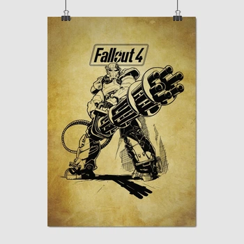 Постер Фаллаут, Воин Братства Стали в силовой броне, Fallout 4, A2 60×43 см (id2181)